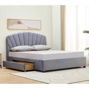 ARIEL Κρεβάτι Διπλό για Στρώμα 160x200cm, με Συρτάρι, Velure Απόχρωση Γκρι 170x218x115cm