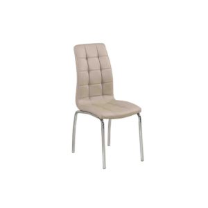 Καρέκλα Χρώμιο/Pu MELVA Cappuccino 42x56x96cm (Σετ 4 ΤΕΜ)