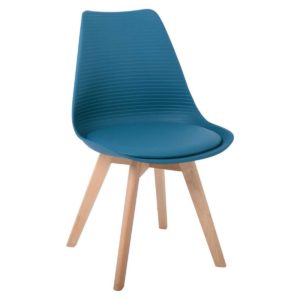 Καρέκλα MARTIN STRIPE Ξύλινο πόδι / PP Petrol 49x56x82cm (Σετ 4 ΤΕΜ)