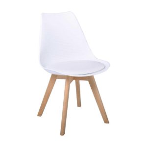 Καρέκλα MARTIN STRIPE Ξύλινο πόδι / PP Άσπρο 49x56x82cm (Σετ 4 ΤΕΜ)