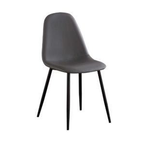 Καρέκλα CELINA Μεταλλική Μαύρη, Pvc Γκρι 45x54x85cm (Σετ 4 ΤΕΜ)