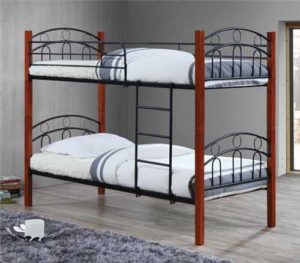 Κρεβάτι κουκέτα Norton Μέταλλο μαύρο/Ξύλο καρυδί 97x201x160(Στρώμα 90x190)cm