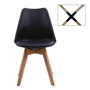 Καρέκλα MARTIN PP Μαύρο (Ξύλινο πόδι-Metal cross) 49x56x82cm (Σετ 4 ΤΕΜ)