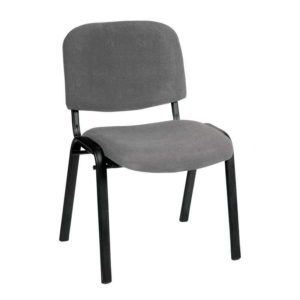 SIGMA Καρέκλα Στοιβαζόμενη Γραφείου, Επισκέπτη Μέταλλο Βαφή Μαύρο, Ύφασμα Γκρι 56x62x77cm / Σωλ.35x16/1mm