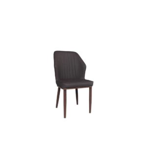 Καρέκλα DELUX Μεταλλική Βαφή Καρυδί/PU Σκ.Καφέ 49x51x89cm (Σετ 6 ΤΕΜ)
