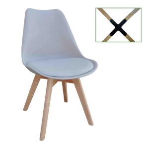 Καρέκλα MARTIN PP Γκρι (Ξύλινο πόδι-Metal cross) 49x56x82cm (Σετ 4 ΤΕΜ)