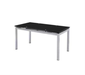 Τραπέζι Blossom 110+(30+30)x70cm Γυαλί Μαύρο/Βαφή Γκρι