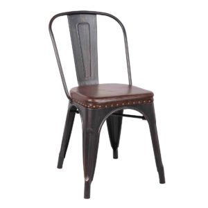 Καρέκλα RELIX Μεταλ.Antique Black/PU Κάθ.Σκ.Καφέ 45x51x82cm