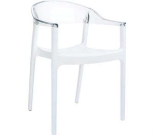 Πολυθρόνα Carmen Ακρυλική Κάθισμα Λευκό-Πλάτη Διάφανη