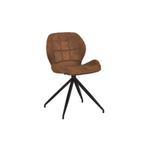 Καρέκλα Μεταλλική NORMA Μαύρη/Ύφασμα Suede Καφέ 51x53x81cm (Σετ 2 ΤΕΜ)