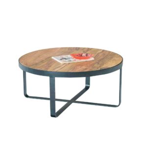 Τραπέζι Σαλονιού OVEN Φ80x35cm Ακακία Φυσικό/Μεταλ.Μαύρο