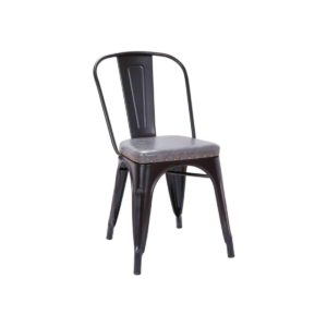 Καρέκλα Μεταλλική Μαύρη RELIX Matte/PU Κάθ.Σκ.Γκρι 45x51x82cm