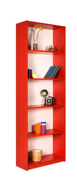 Max Βιβλιοθηκη Με 5 Ραφια χρώμα Κόκκινο 58x23x170 εκ.