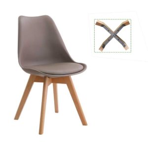 Καρέκλα MARTIN PP Sand Beige (Ξύλινο πόδι-Metal 48x56x82cm (Σετ 4 ΤΕΜ)