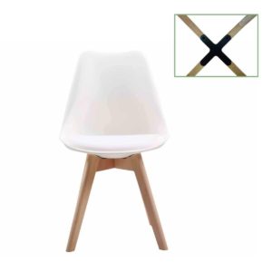 Καρέκλα MARTIN PP Λευκό (Ξύλινο πόδι-Metal cross) 49x56x82cm (Σετ 4 ΤΕΜ)