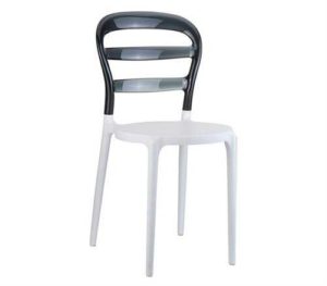 Καρέκλα Bibi Πολυπροπυλένιο-Ακρυλική Κάθισμα Λευκό-Πλάτη Μαύρη