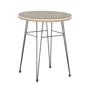 Τραπέζι SALSA Φ60cm/H70cm Μεταλ.Μαύρο/Wicker Φυσικό