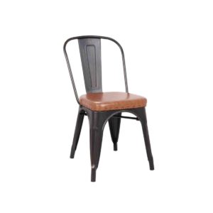 Καρέκλα Μεταλλική Antique RELIX Black/PU Κάθ.Camel 45x51x82cm