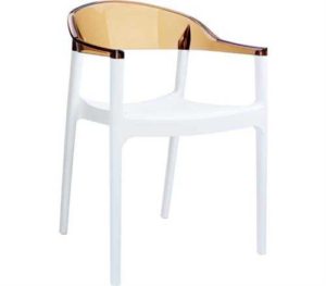 Πολυθρόνα Carmen Ακρυλική Κάθισμα Λευκό-Πλάτη Καφέ