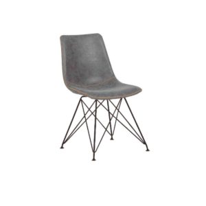 Καρέκλα Μεταλλική Μαύρη/Pu PANTON Vintage Grey 43x57x81cm (Σετ 4 ΤΕΜ)