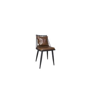 Καρέκλα DANTE Μεταλλική Μαύρη/PU Vintage Brown 42x49x79cm (Σετ 2 ΤΕΜ)