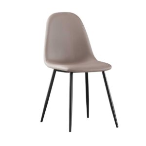 Celina Καρέκλα Μέταλλο Βαφή Μαύρο / Pvc Cappuccino . Διάσταση: 45x54x85cm (Σετ 4 ΤΕΜ)