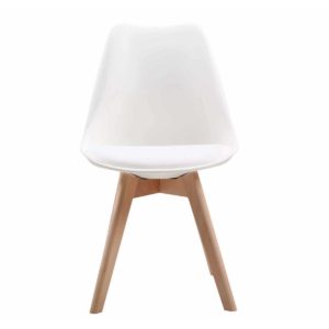 Καρέκλα MARTIN PP Λευκό (Ξύλινο πόδι) 49x57x82cm (Σετ 4 ΤΕΜ)