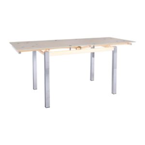 Τραπέζι BLOSSOM Επεκτεινόμενο Steel Χρώμιο/Γυαλί Μπεζ 110+(30+30)x70x77cm