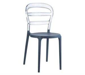 Καρέκλα Bibi Πολυπροπυλένιο-Ακρυλική Κάθισμα Μαύρο-Πλάτη Διάφανη