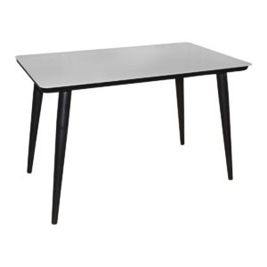 Τραπέζι UNION 120x70cm Βαφή Μαύρη/Γυαλί Άσπρο