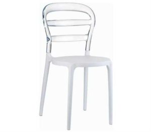 Καρέκλα Bibi Πολυπροπυλένιο-Ακρυλική Κάθισμα Λευκό-Πλάτη Δίαφανη