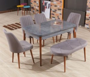 ELITE τραπέζι με ξύλινα πόδια επιφάνεια fiberboard σε χρώμα γκρι. Διαστάσεις. Μ130+40* Π.80 Υ.75εκ. Βάρος. 35kg