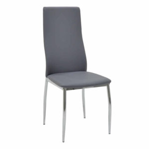 Καρέκλα Jella pakoworld μεταλλική χρωμίου PU γκρι