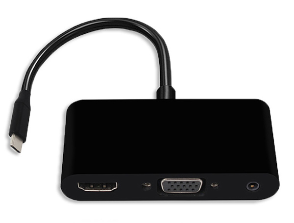 POWERTECH CAB-UC064 | POWERTECH αντάπτορας USB-C σε HDMI/VGA/3.5mm CAB-UC064, 4K/30Hz, μαύρος