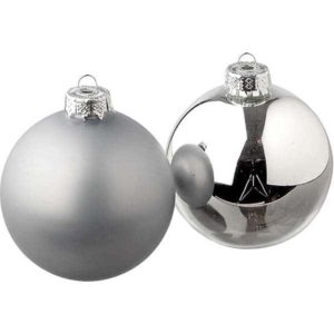 JK Home Décor - Μπάλα Γυάλινη Χριστουγέννων Ασημί S/12 6cm 1τμχ