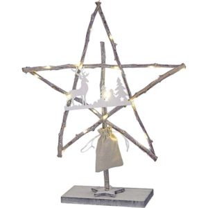 JK Home Décor - Αστέρι Χριστουγέννων Ξύλινο Με LED Σε Βάση 45x55cm 1τμχ