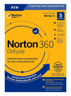 NORTON N360-ESD-2 | NORTON Antivirus 360 Deluxe ESD, 5 συσκευές, 50GB cloud, 1 έτος