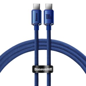 Baseus Crystal Shine Braided USB 2.0 Cable USB-C male - USB-C male Blue 1.2m (CAJY000603) (BASCAJY000603)