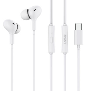 CELEBRAT D13-WH | CELEBRAT earphones με μικρόφωνο D13, USB-C, 1.2m, λευκά