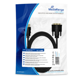 MediaRange HDMI to DVI connection cable, gold-plated, HDMI plug/DVI-D plug (18+1 Pin), 2.0m, black (MRCS185)
