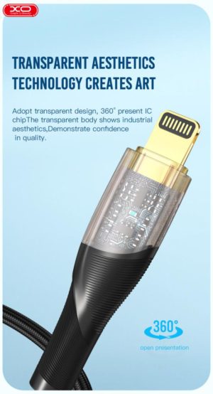 XO NB-Q223B Transparent Gold Plated Series Type-c to Type-c 60W Braided Data 1m Cable