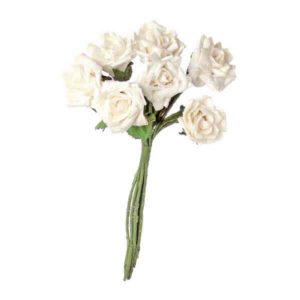 JK Home Décor - Τριαντάφυλλο Σύρματινο Λευκό S/7 21cm 12τμχ