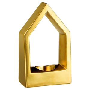 JK Home Décor - Σπίτι Κεραμικό Χρυσό 12x20cm 2τμχ