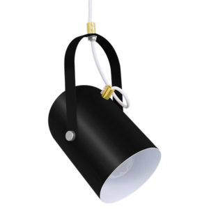 GloboStar® HAZEL 00930 Μοντέρνο Κρεμαστό Φωτιστικό Οροφής Μονόφωτο Σατινέ Μαύρο με Χρυσές Λεπτομέρειες Μεταλλικό Φ12 x Υ27cm