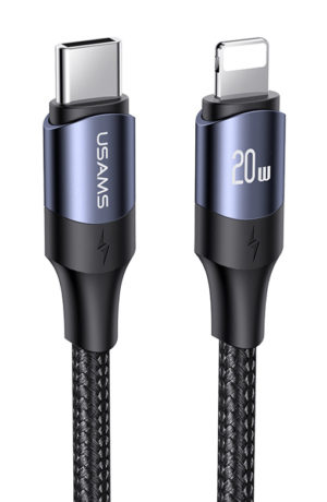 USAMS SJ522USB01 | USAMS καλώδιο Lightning σε USB-C US-SJ522, 20W PD, 2m, μαύρο