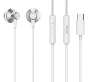 CELEBRAT D14-WH | CELEBRAT earphones με μικρόφωνο D14, USB-C, 1.2m, λευκά
