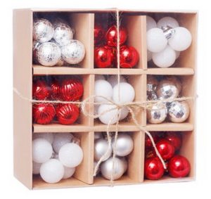 Artezan Christmas Ball 3cm Carton Display Red/White/Silver 99pcs/carton