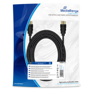 MediaRange HDMI High Speed with Ethernet connection cable, gold-plated contacts, 10.2 Gbit/s data transfer rate, 5.0m, cotton, black (MRCS211)