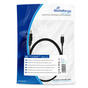 MediaRange Charge and sync cable, USB 2.0 to micro USB 2.0 B plug, 1.8m, black (MRCS184)