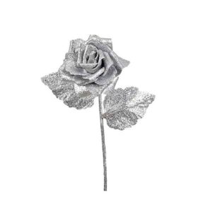 JK Home Décor - Κλαδί Τριαντάφυλλο Ασημί 40cm 6τμχ